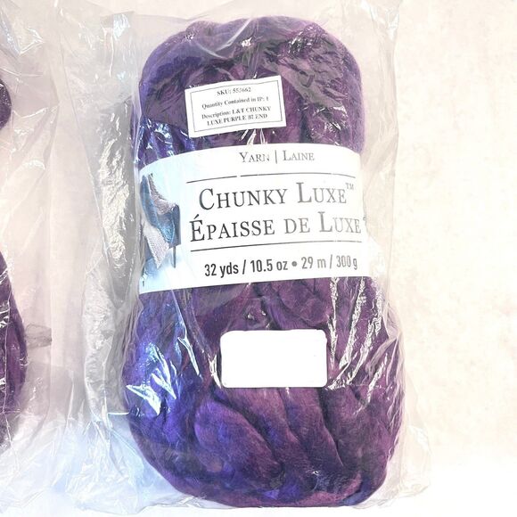Loops and Threads Purple Chunky Luxe Yarn 32 Yds Lot Of 2 SKU 553662 - Picture 4 of 6